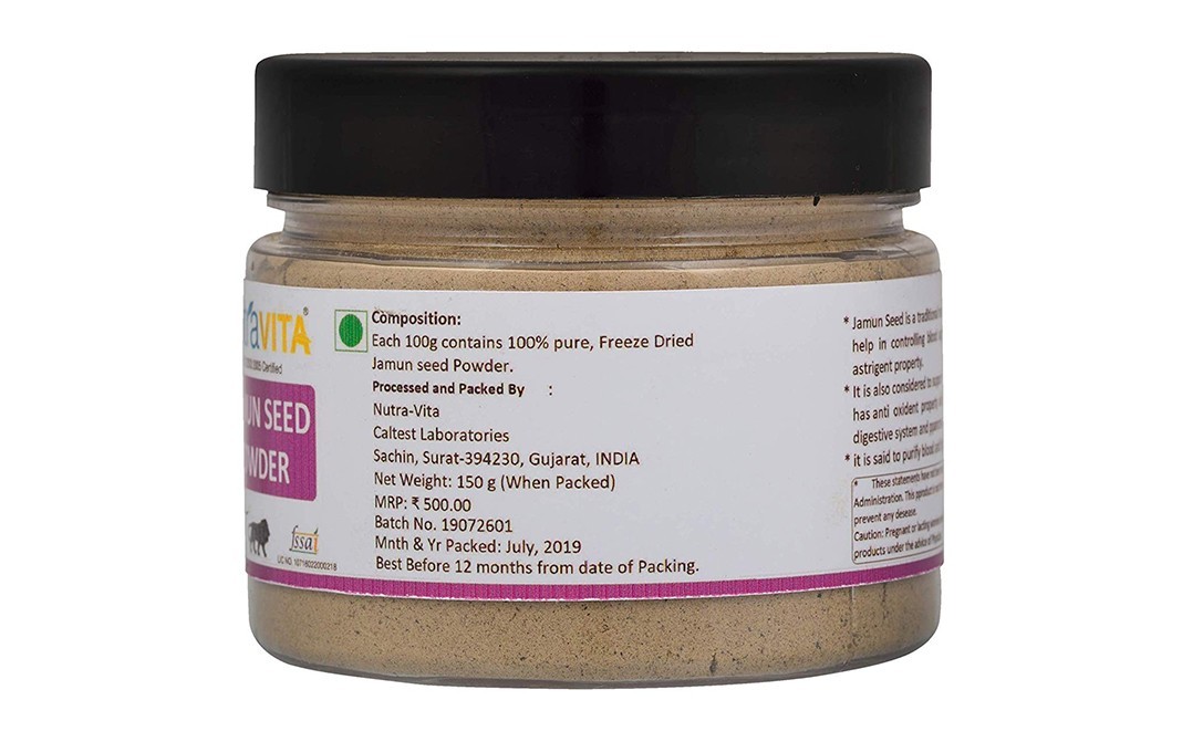 Nutravita Jamun Seed Powder Freeze Dried   Plastic Jar  150 grams